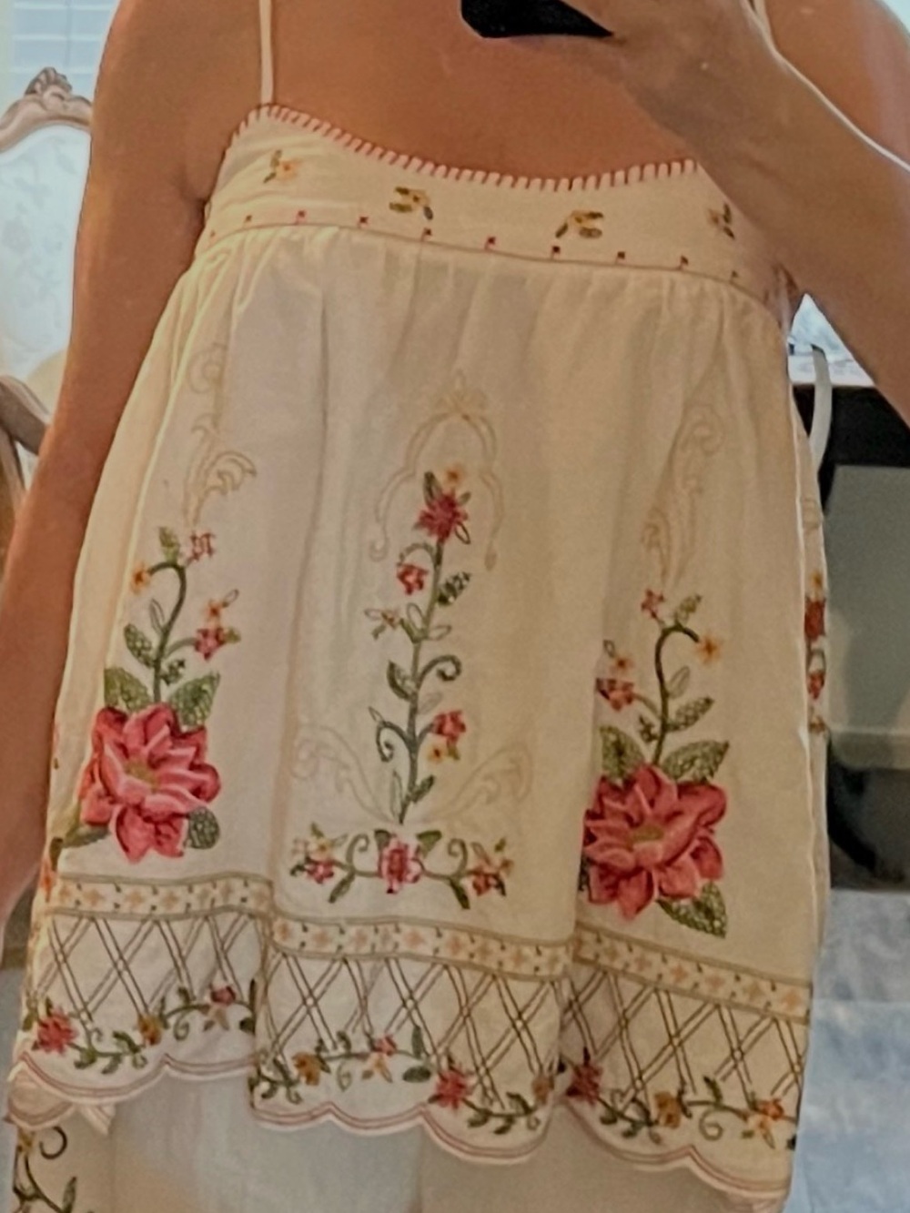 Farm Rio Floral Off-White Embroidered Tank - Picture 3 of 3
